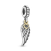 Pandora Charm - Colgante Corazón y Ala de Ángel Dos Tonos