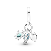 Pandora Charm - Colgante triple pescado, tortuga de mar y concha