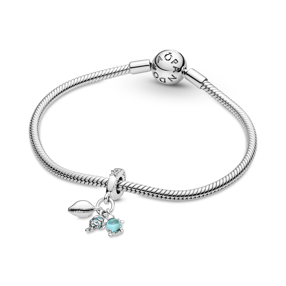 Pandora Charm - Colgante triple pescado, tortuga de mar y concha