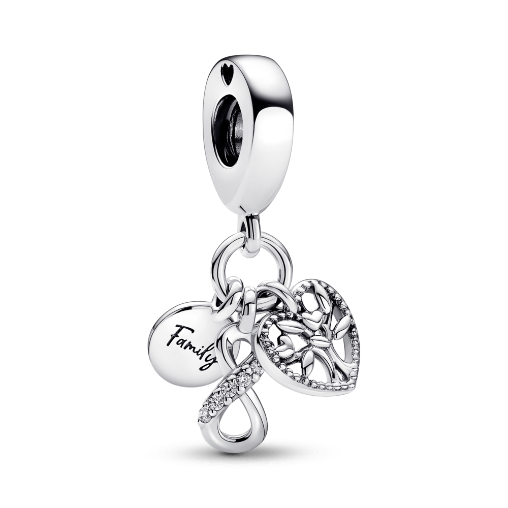 Pandora Charm - Colgante de familia triple Infinito Pandora Plata Esterlina