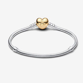 Pandora Pulsera - Cadena de Serpiente Broche Corazón en Pavé de Pandora Moments