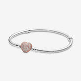 Pandora Pulsera - Pulsera con cierre de corazón en pavé