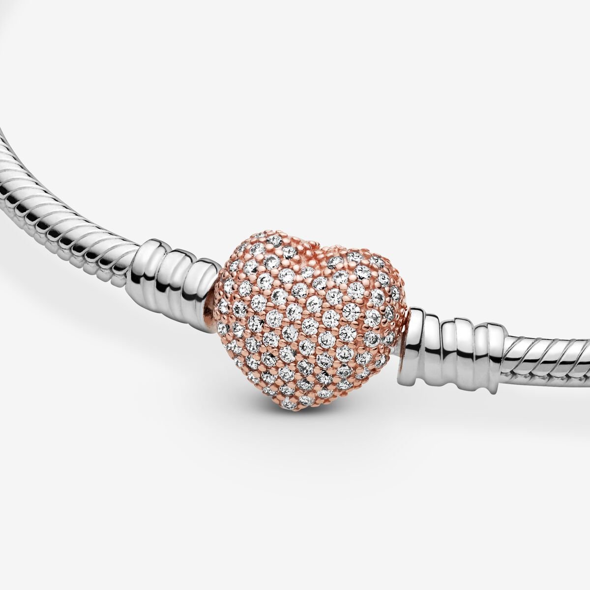 Pandora Pulsera - Pulsera con cierre de corazón en pavé