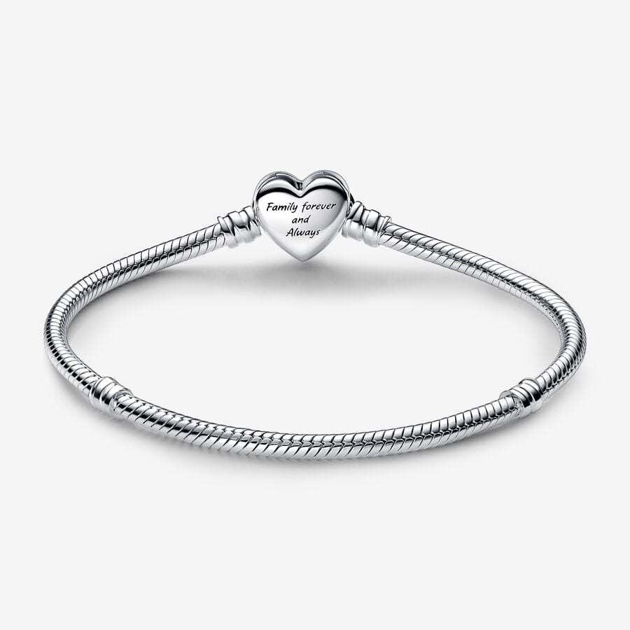 Pandora Pulsera - Cadena de Serpiente con Cierre Corazón Infinito Brillante