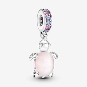 Pandora Charm - Colgante Tortuga Marina Cristal de Murano Rosa