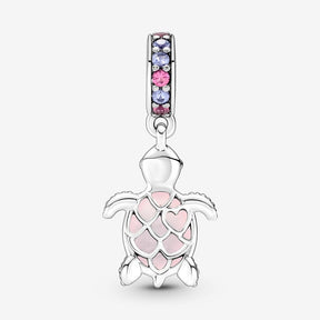 Pandora Charm - Colgante Tortuga Marina Cristal de Murano Rosa