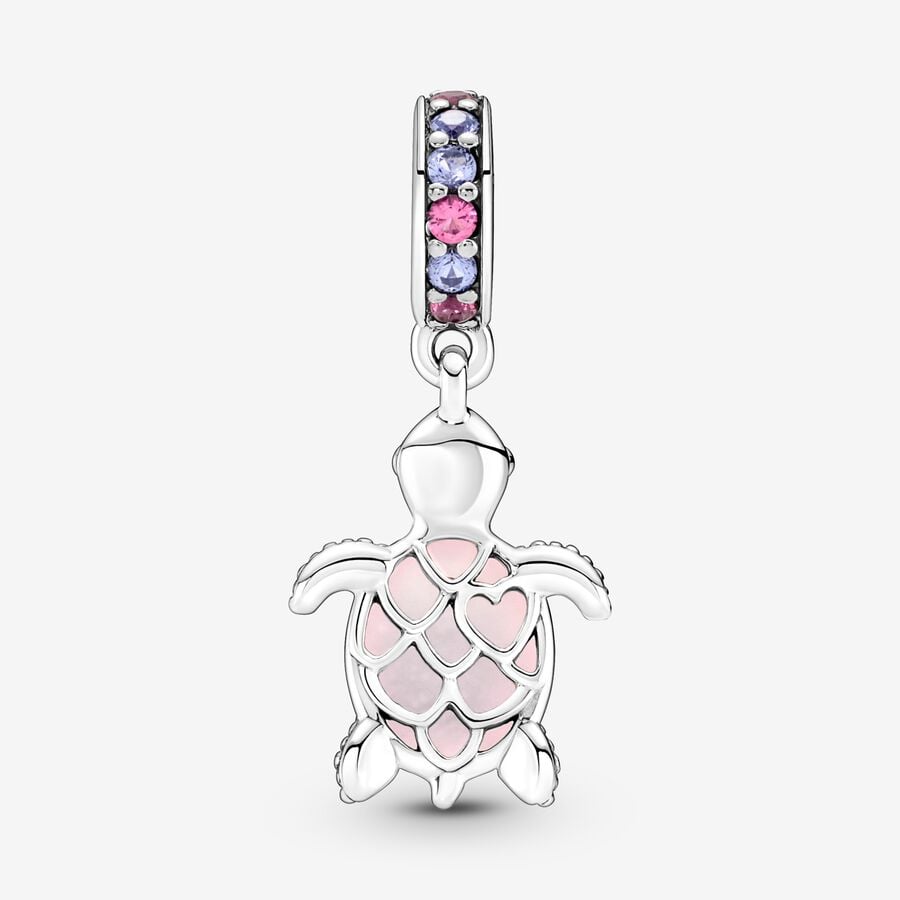 Pandora Charm - Colgante Tortuga Marina Cristal de Murano Rosa