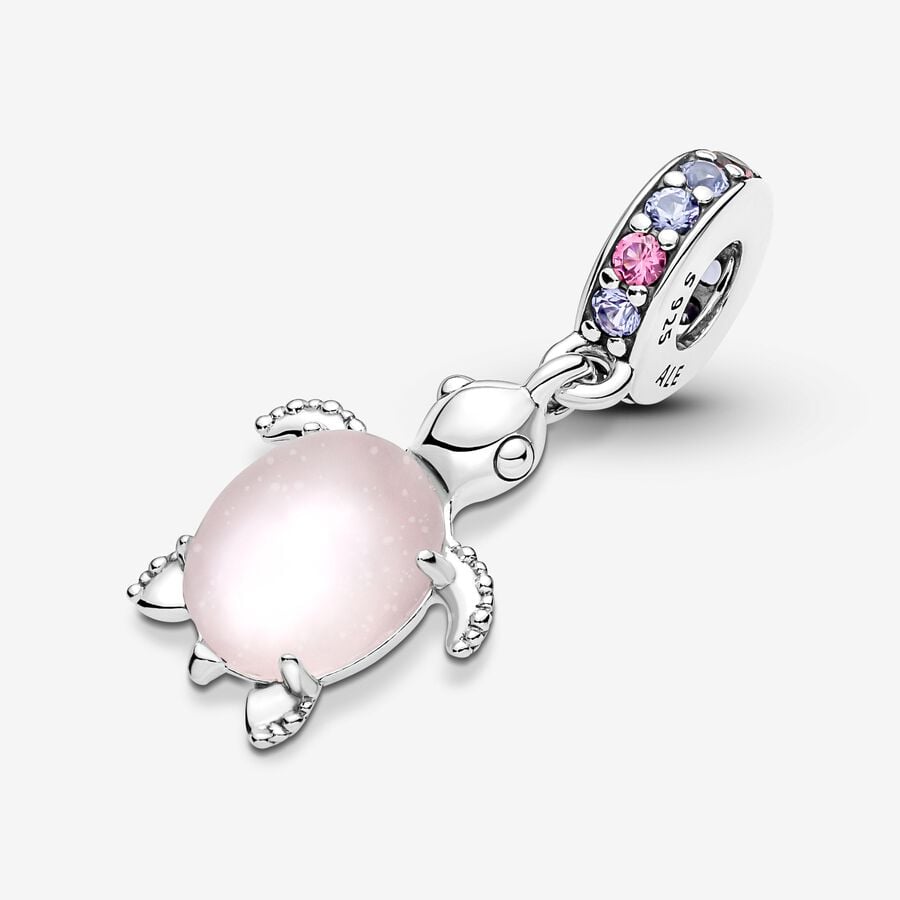 Pandora Charm - Colgante Tortuga Marina Cristal de Murano Rosa